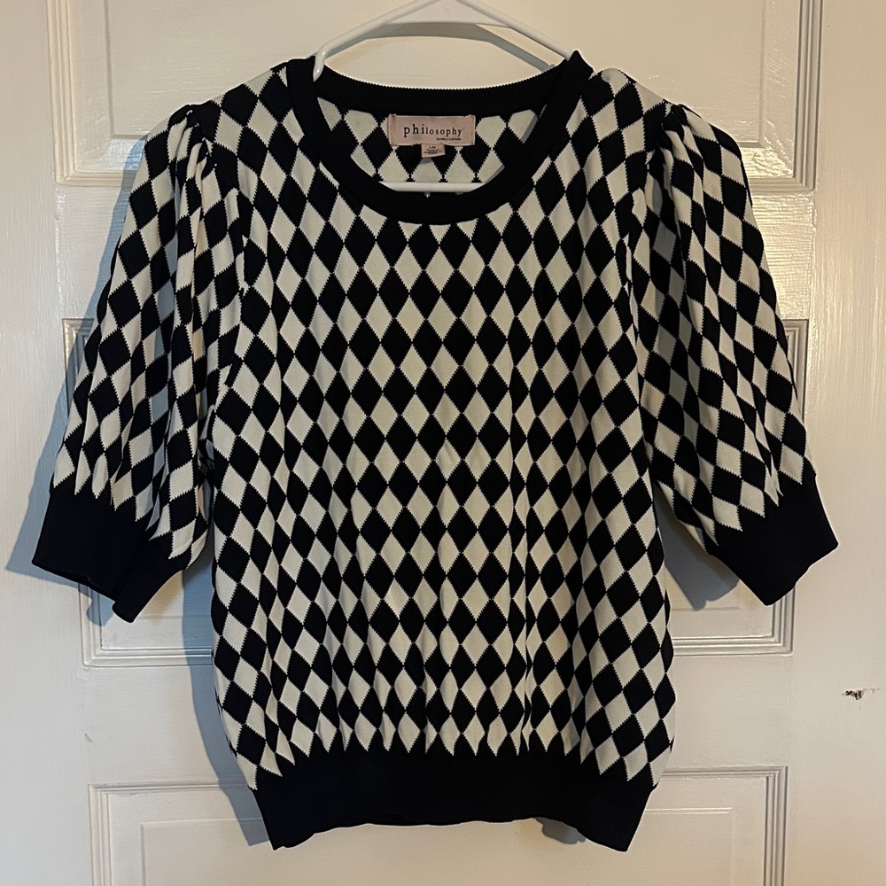 Philosophy Monochrome Diamond Knit Top